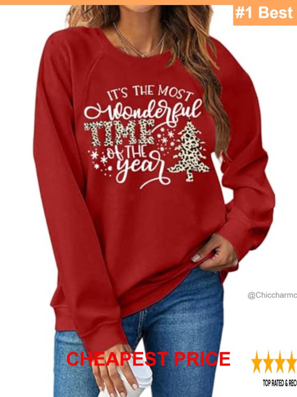 Women Christmas Sweatshirt Pullover Crew Neck Long Sleeve Holiday Top